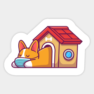 Cute corgi sleeping with mask on cartoon Sticker